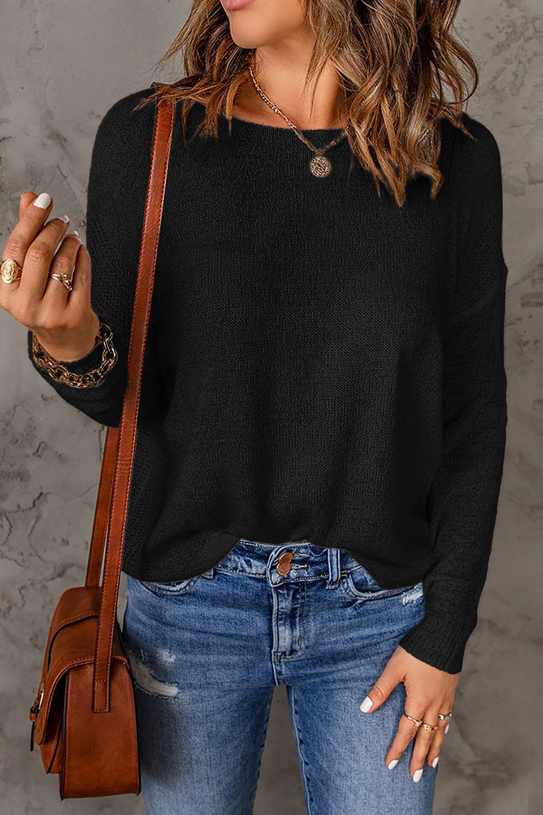 Merel Casual Knit Top in Black