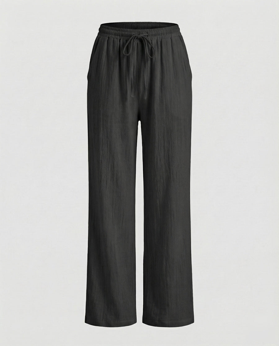 Merel Linen Blend Trousers in Black