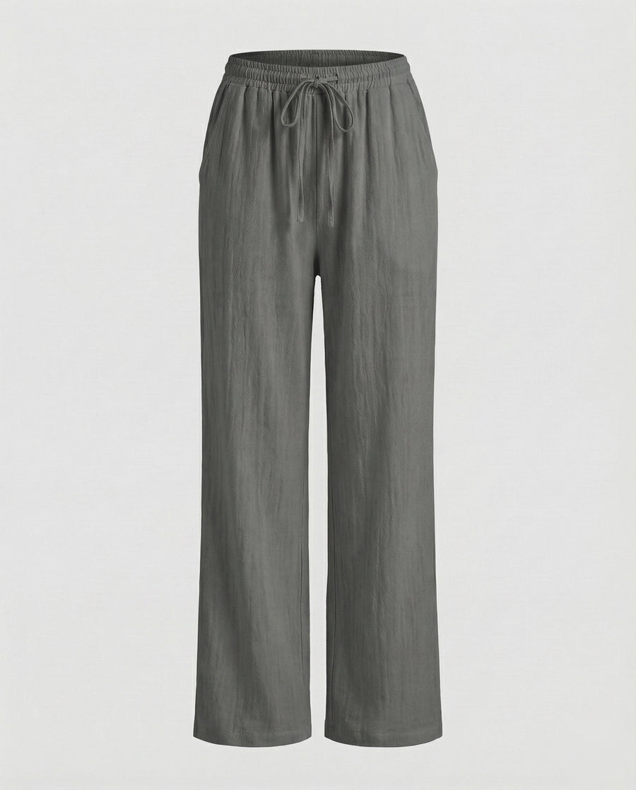 Merel Linen Blend Trousers in Dark Grey