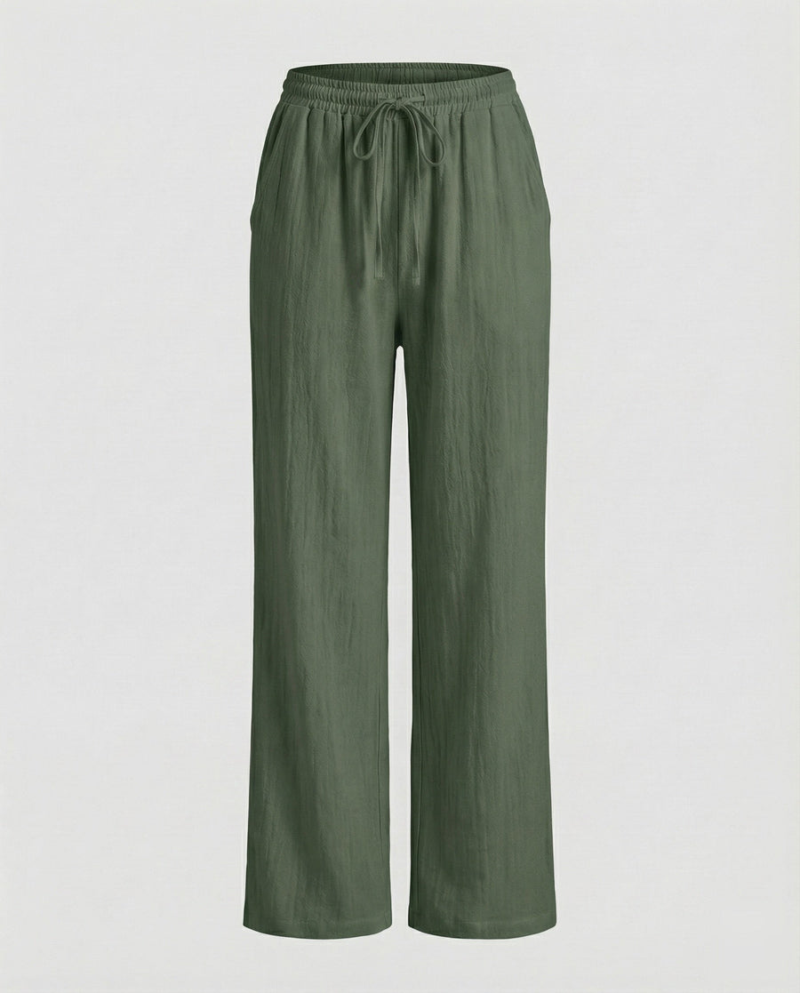 Merel Linen Blend Trousers in Gruen