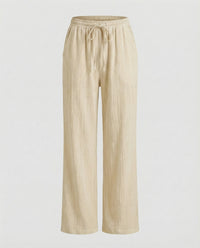 Merel Linen Blend Trousers in Khaki