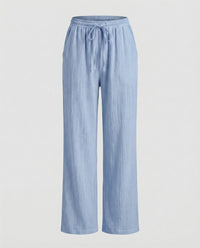 Merel Linen Blend Trousers in Light Blue