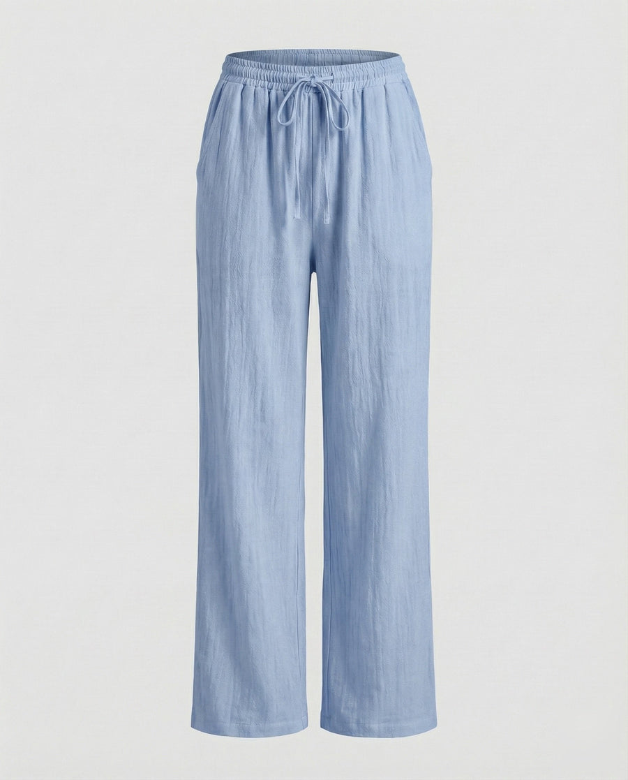 Merel Linen Blend Trousers in Light Blue
