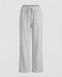 Merel Linen Blend Trousers in Light Grey