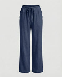 Merel Linen Blend Trousers in Navy