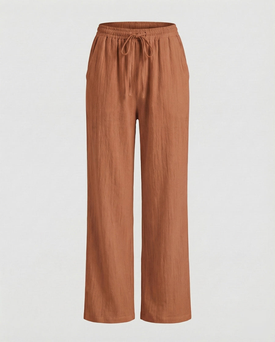 Merel Linen Blend Trousers in Orange