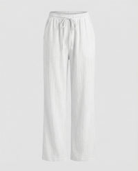 Merel Linen Blend Trousers in White