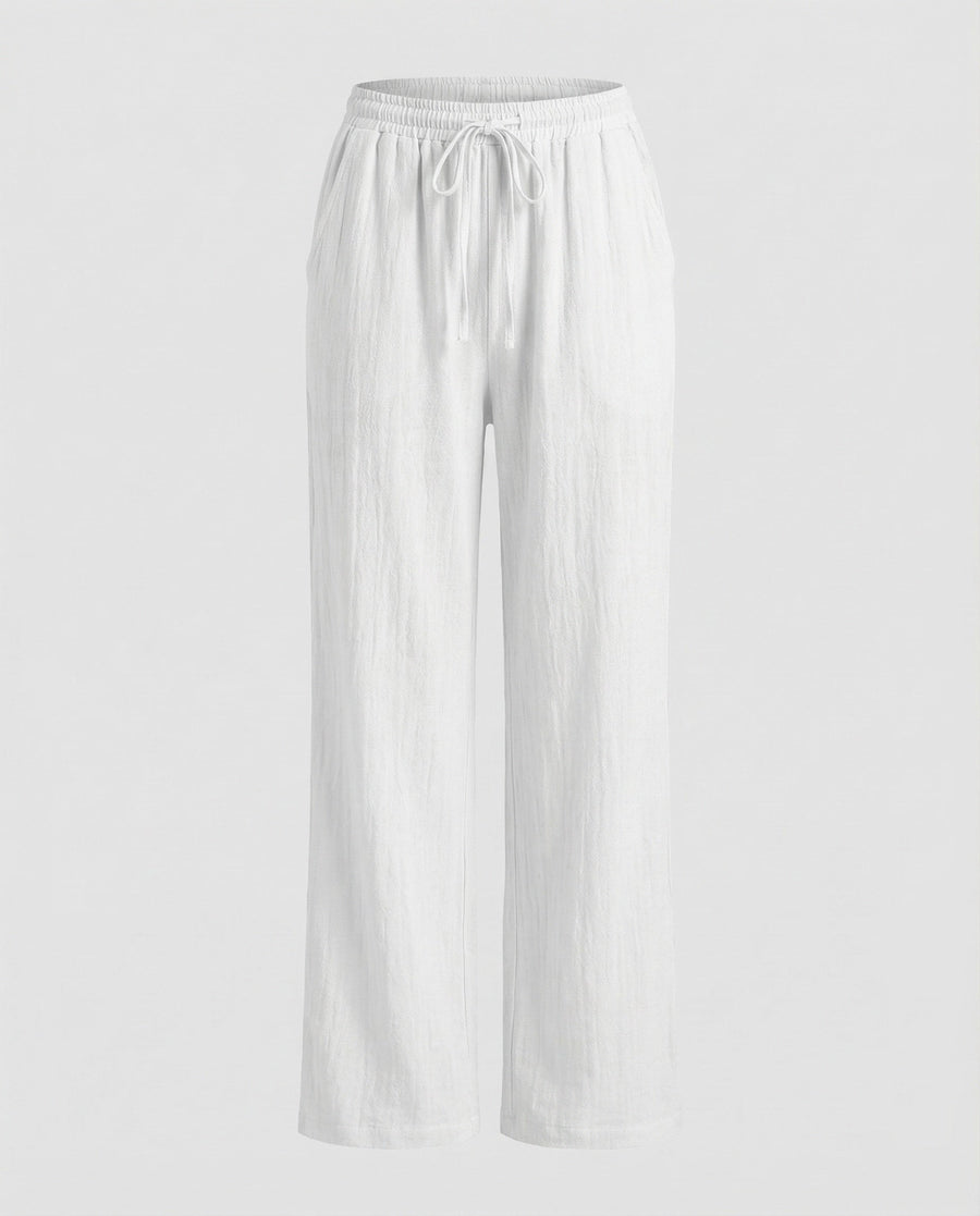 Merel Linen Blend Trousers in White