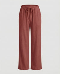 Merel Linen Blend Trousers in Wine Red