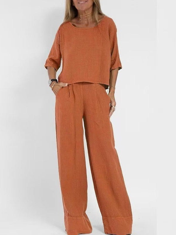 Merel Linen Trousers in Orange