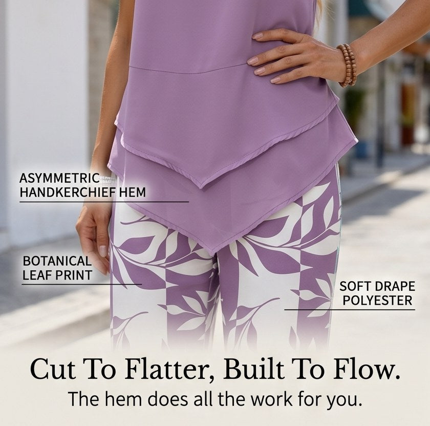 Merewyn Women's Two-Piece Tunic and Wide Leg Pants Set