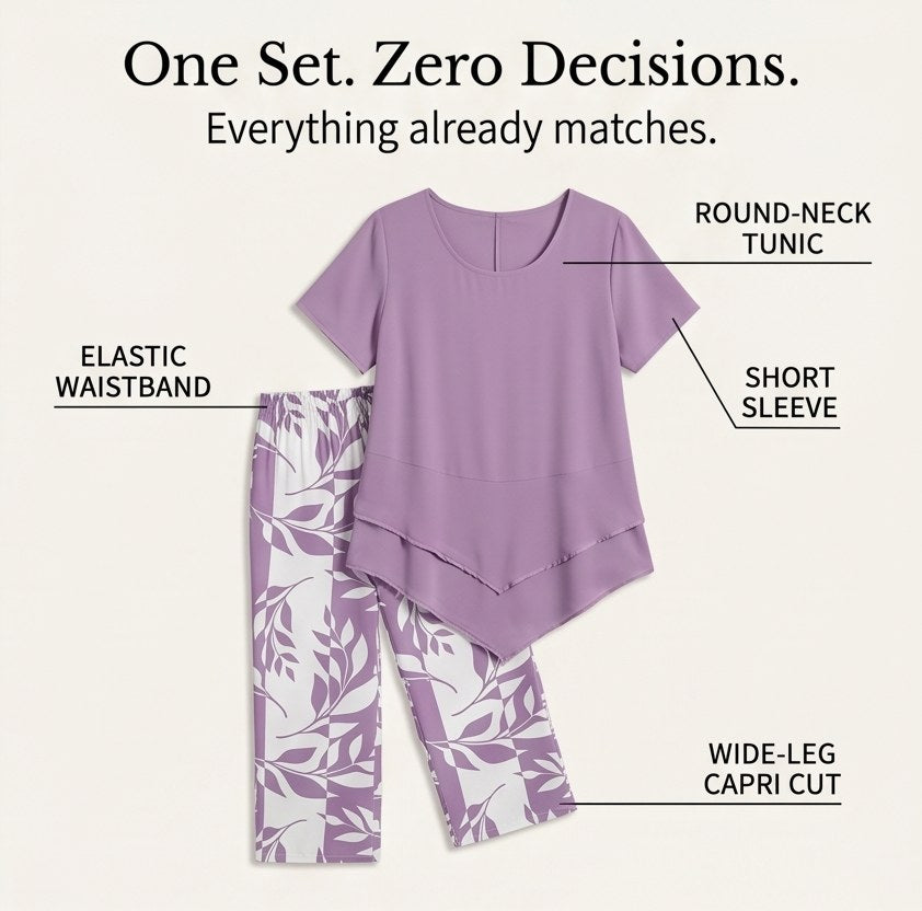 Merewyn Women's Two-Piece Tunic and Wide Leg Pants Set