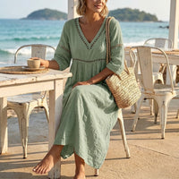 Meridian Women's Crochet Trim Midi Dress