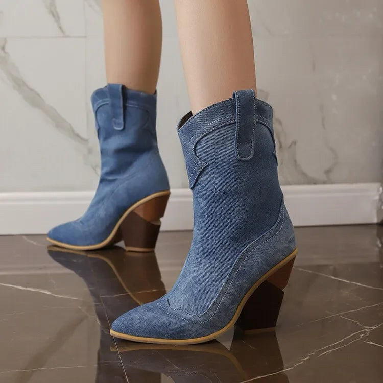 Mesa Western Bootie in Denim Blue