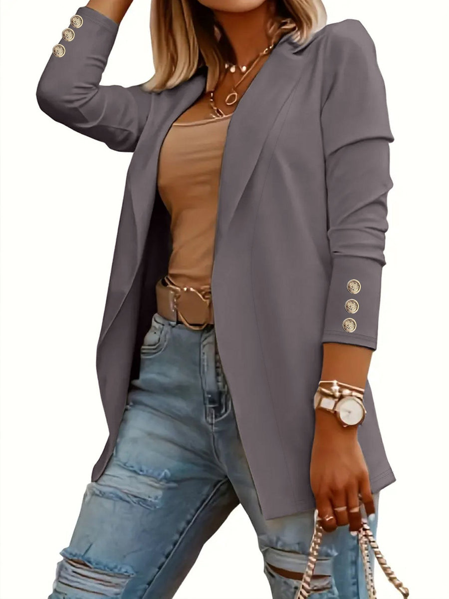 Mia Elegant Blazer with Fitted in Grey