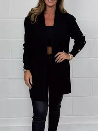 Mia Elegant Knit Cardigan with Pockets in Black