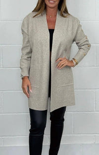 Mia Elegant Knit Cardigan with Pockets in Light Grey