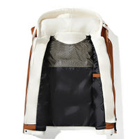 Michael Hooded Vest in Pearl & Burnt Orange