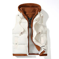 Michael Hooded Vest in Pearl & Burnt Orange