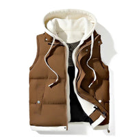 Michael Hooded Vest in Sienna Brown & Pearl