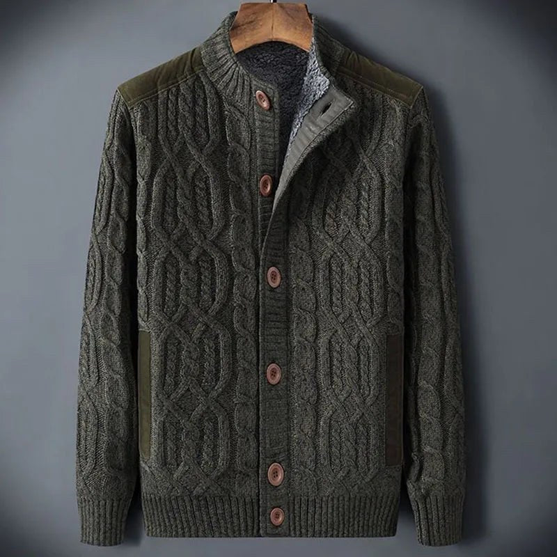 Michael Veltucci Cable Knit Sweater in Army Green