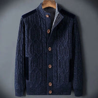 Michael Veltucci Cable Knit Sweater in Navy Blue