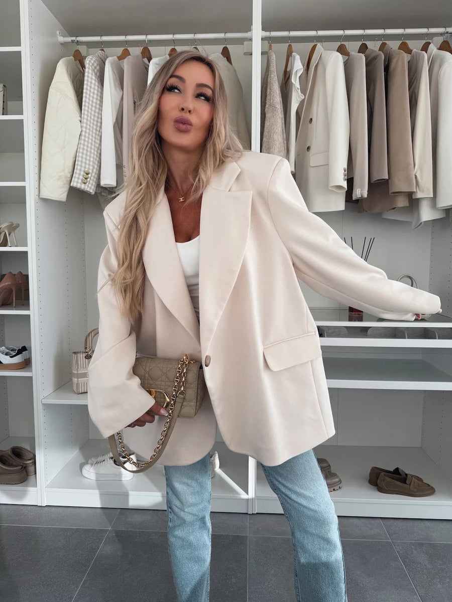 Michaela Casual Blazer with Oversized in Apricot