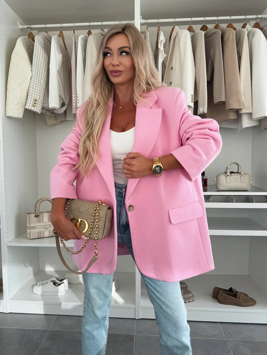 Michaela Casual Blazer with Oversized in Pink