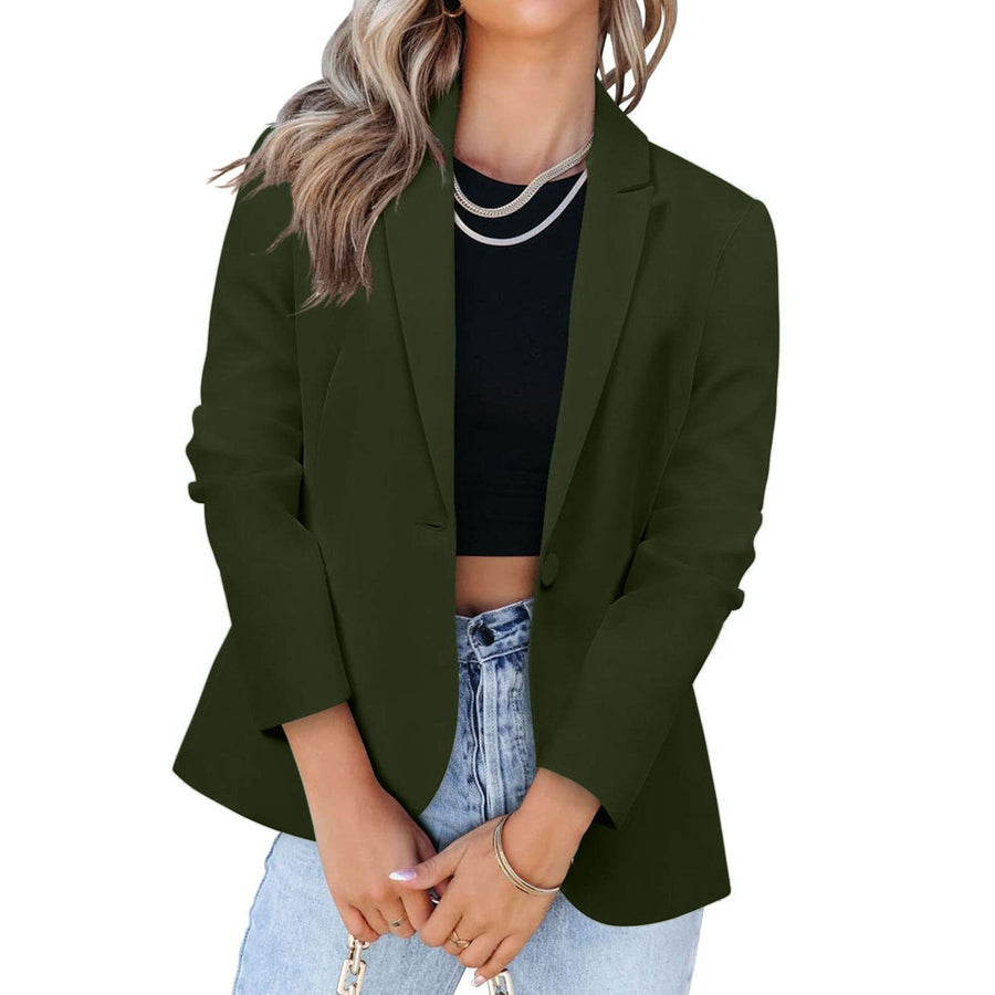 Michaela Elegant Blazer with Pockets in Olive Green