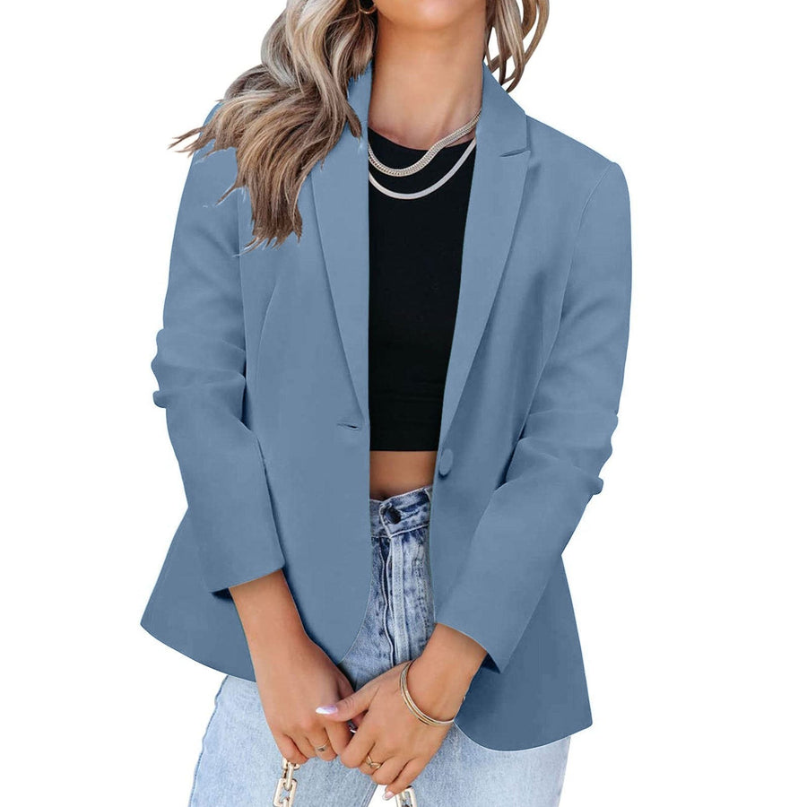 Michaela Elegant Blazer with Pockets in Sky Blue