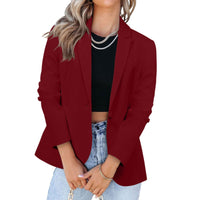 Michaela Elegant Blazer with Pockets in Wine Red