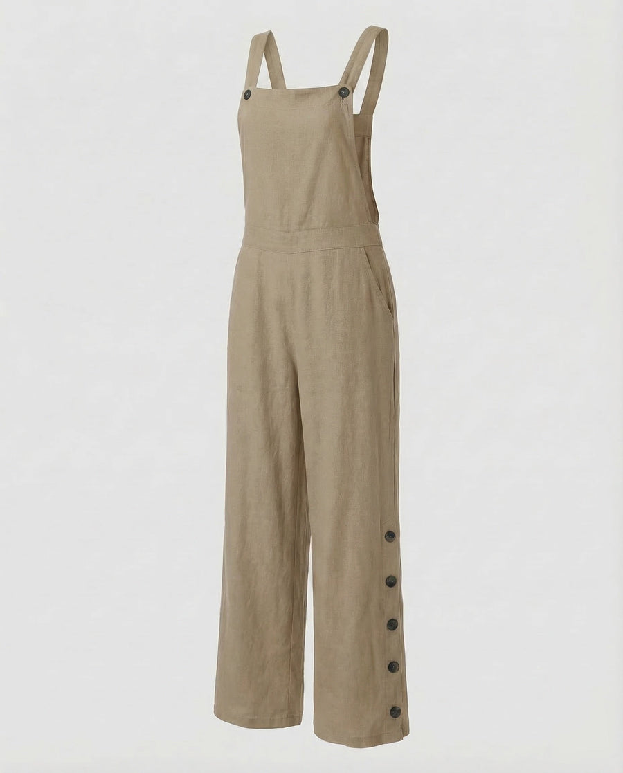 Mila Linen Jumpsuit in Khaki