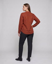 Mila Relaxed Linen Blouse with V-Neck and Button Front