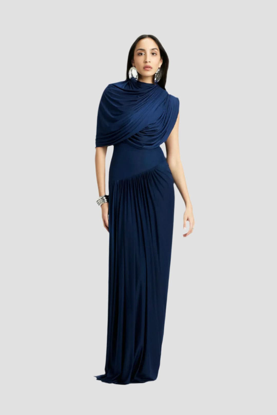 Mila | Wrap Maxi Dress in Dark Blue