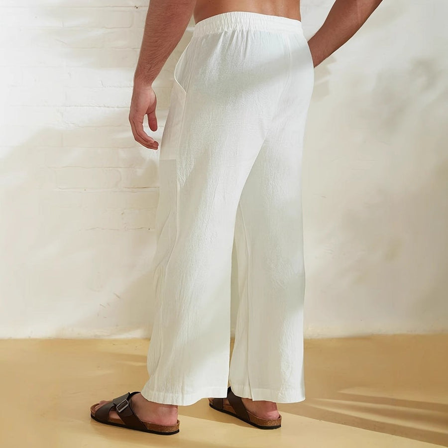 Milan Casual Linen Trousers with Pockets in White