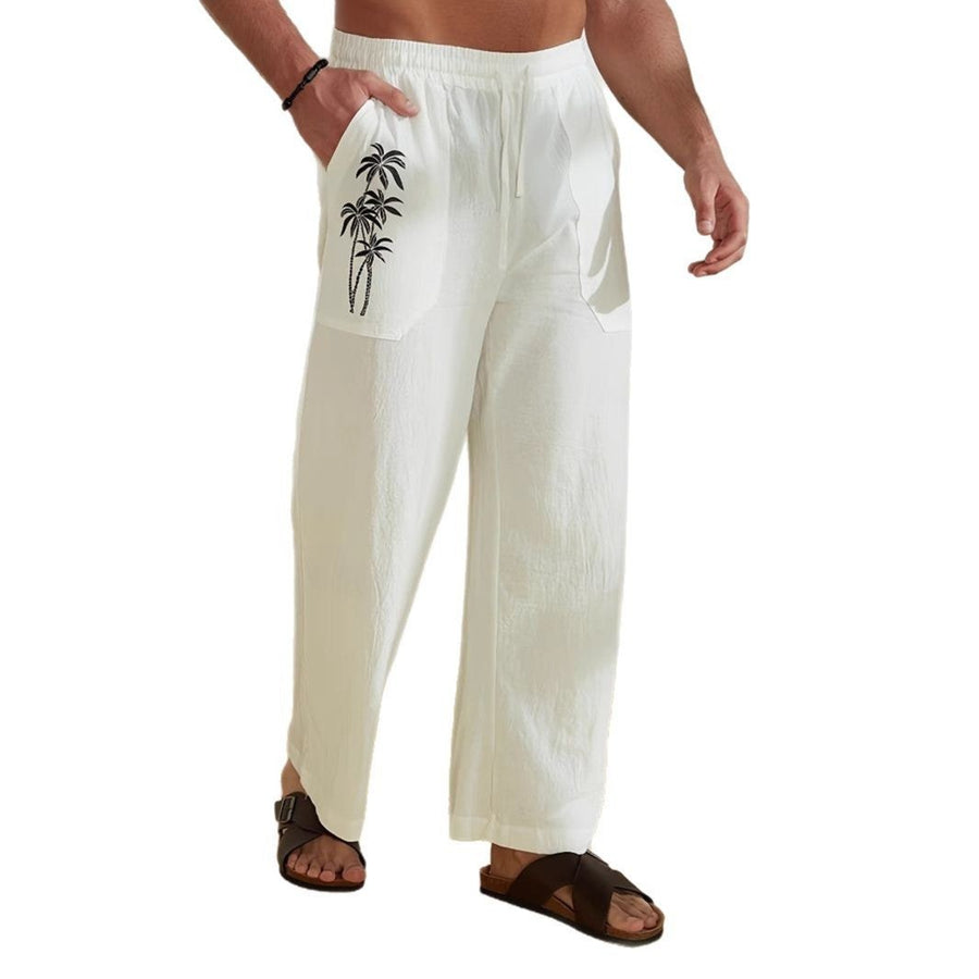 Milan Casual Linen Trousers with Pockets in White