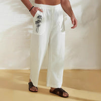 Milan Casual Linen Trousers with Pockets in White