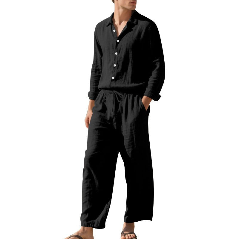 Milan Lightweight Linen Shirt in Black