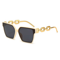Milan™ Oversized Streetstyle Sunglasses in Gold Frame & Black Lenses