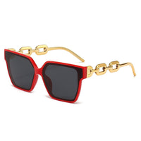 Milan™ Oversized Streetstyle Sunglasses in Red Frame & Black Lenses