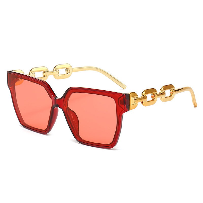 Milan™ Oversized Streetstyle Sunglasses in Red Frame & Red Lenses