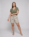 Mina Casual Linen Top with V-Neck