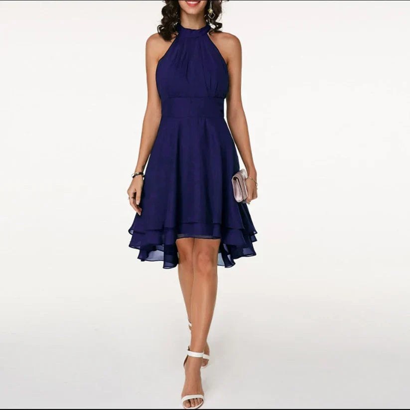 Mina Dress with Ruffles in Navy