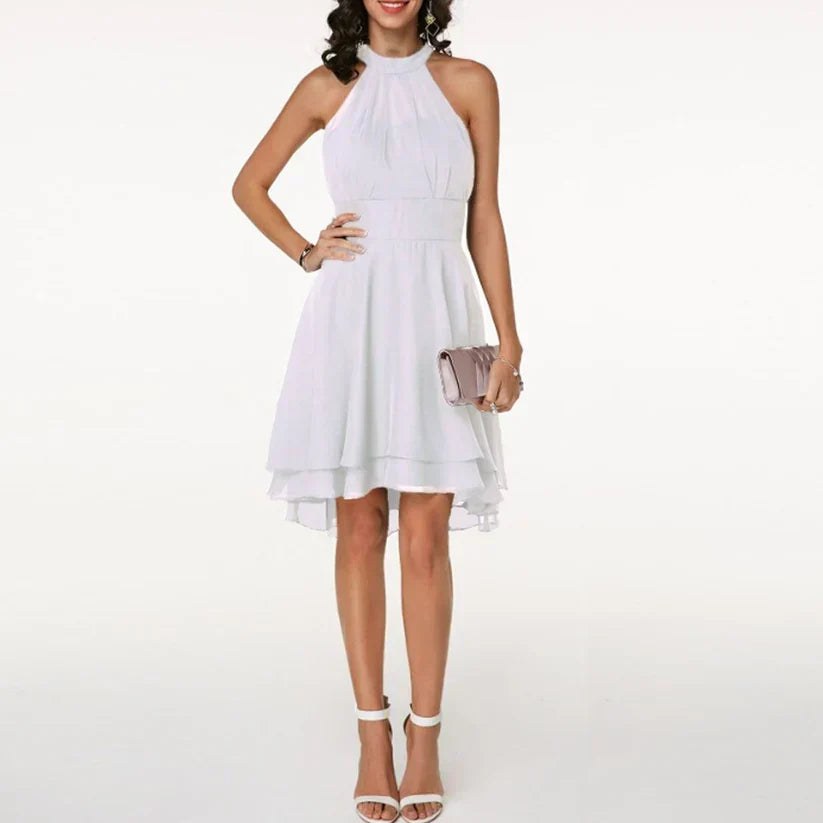 Mina Dress with Ruffles in White