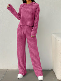 Mirabel Casual Knit Set with Hood in Magenta