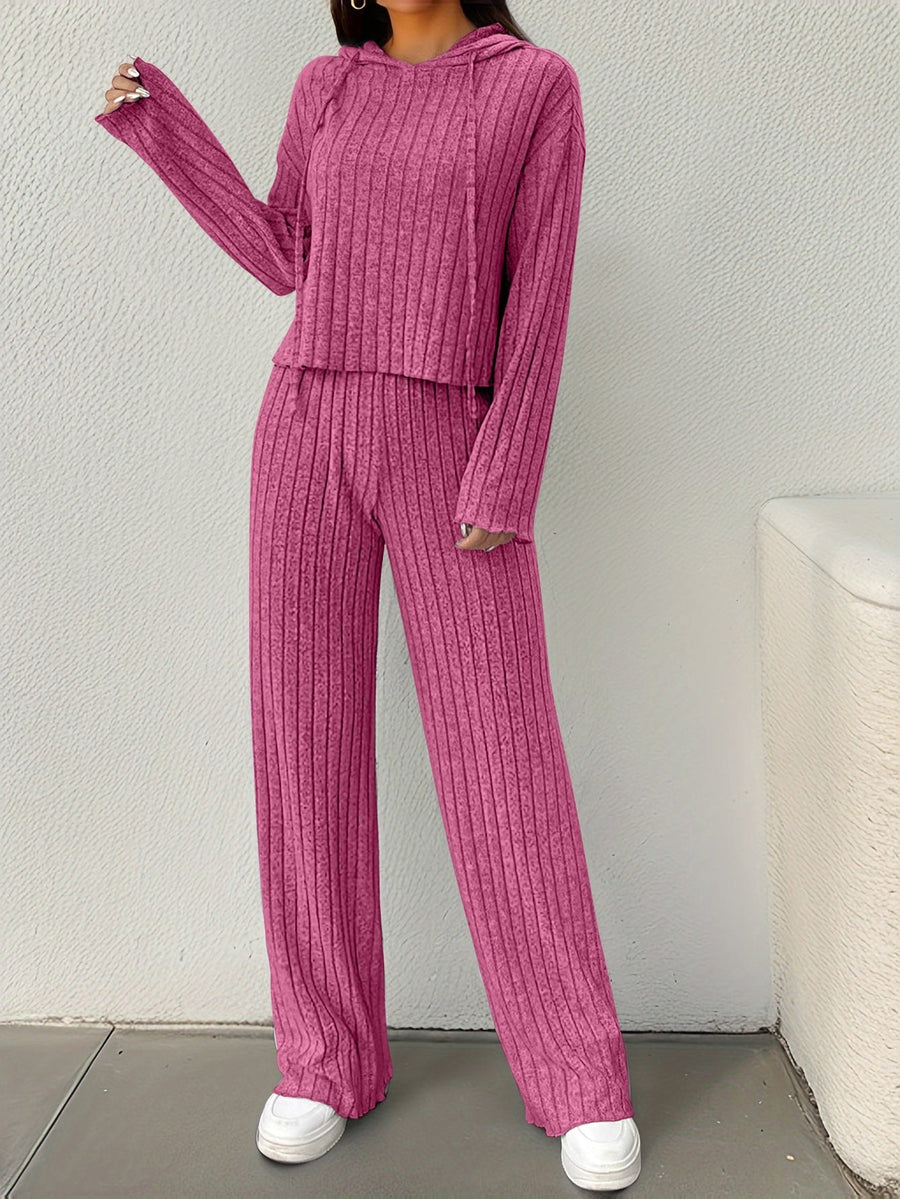 Mirabel Casual Knit Set with Hood in Magenta