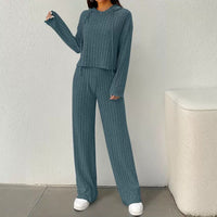 Mirabel Casual Knit Set with Hood in Meerblau