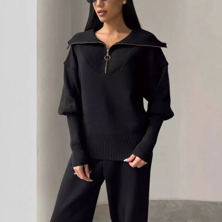 Mirabel Comfortable Set with Elastic Waist in Black