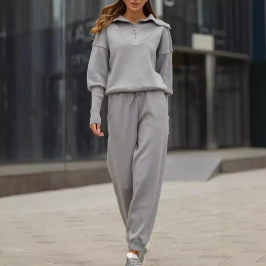Mirabel Comfortable Set with Elastic Waist in Grey