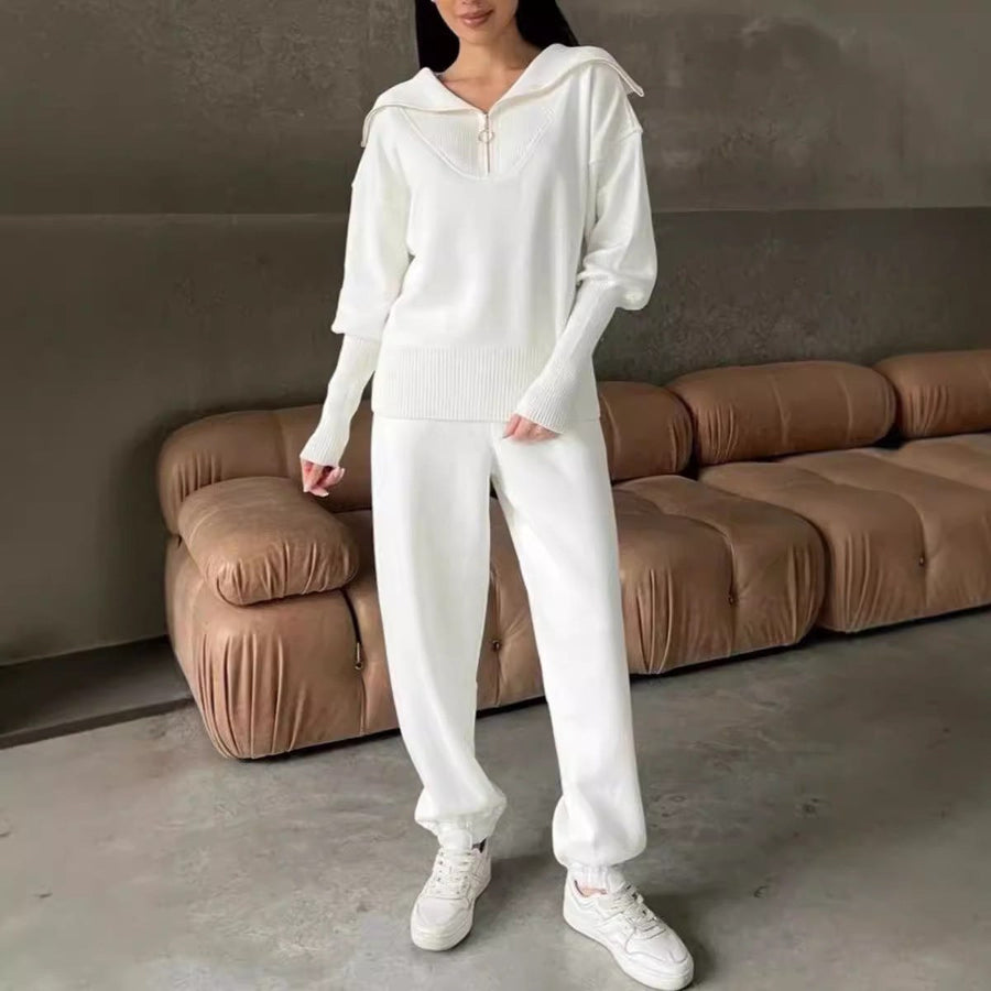 Mirabel Comfortable Set with Elastic Waist in White